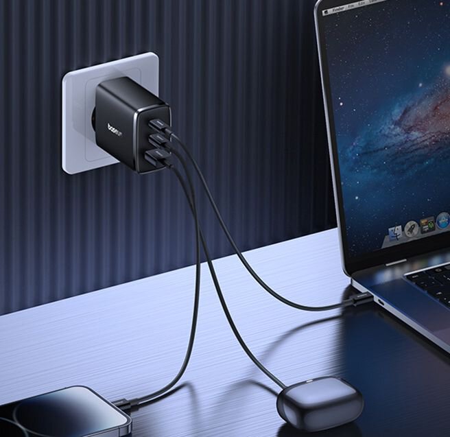 BASEUS GAN5 CUBE PRO FAST CHARGER 65W 2XC+U nero (nuovo)