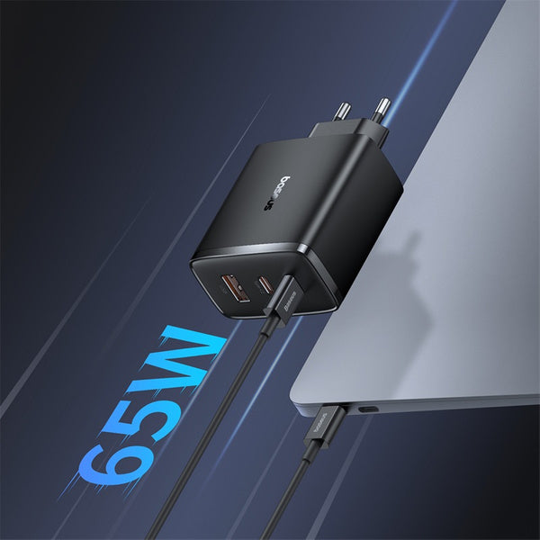 BASEUS GAN5 CUBE PRO FAST CHARGER 65W 2XC+U nero (nuovo)